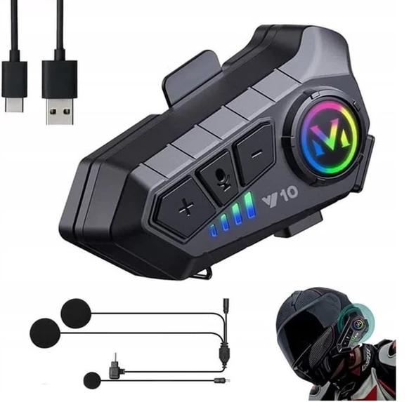 Y10 Motorsiklet Kask Kulaklık Intercom Rgb Işıklı KURYELER İÇİN - 4