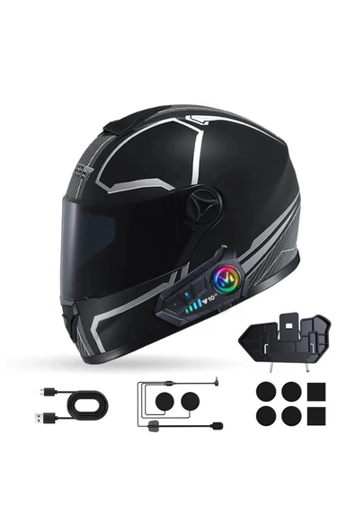Y10-2X Bluetooth Kask Kulaklık 2 Kişi Bağlantılı Motosiklet Kask Kulaklık InterCom 5.3 - 4