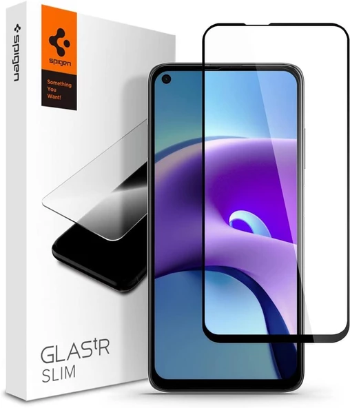 Spigen Redmi Note 9 / Redmi Note 9T ile Uyumlu Cam Ekran Koruyucu GLAS.tR Tam Kaplayan Full Cover Black