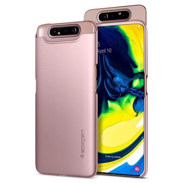 Spigen Galaxy A80 ile Uyumlu Kılıf Thin Fit Rose Gold - 2