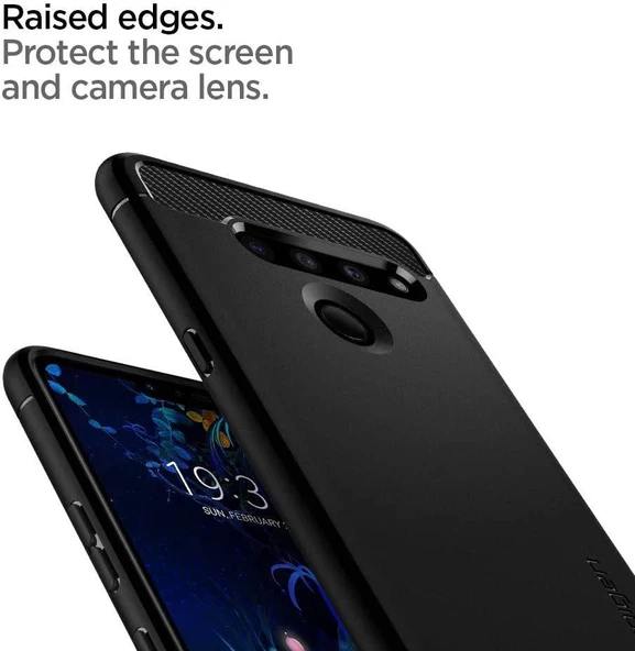 Spigen V50 ThinQ ile Uyumlu Kılıf Rugged Armor Black - 4