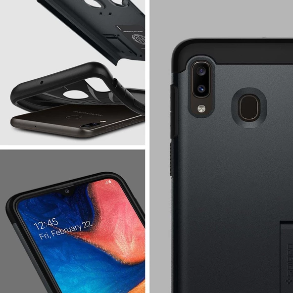 Spigen Galaxy M10s / A30 / A20 ile Uyumlu Kılıf Slim Armor Metal Slate - Resim 4