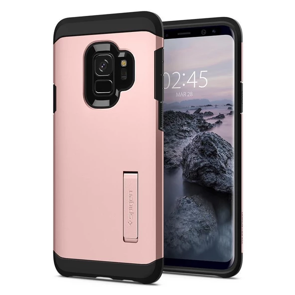 Spigen Galaxy S9 ile Uyumlu Kılıf Tough Armor Rose Gold