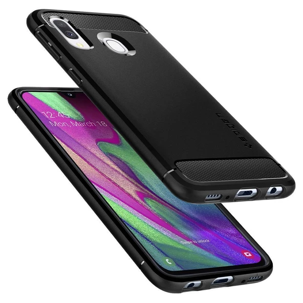 Spigen Galaxy A40 ile Uyumlu Kılıf Rugged Armor Black - 2
