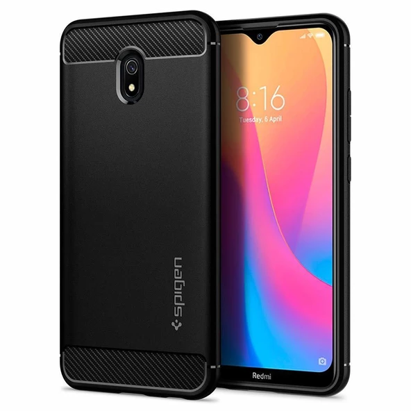 Spigen Redmi 8A ile Uyumlu Kılıf Rugged Armor Matte Black ürün görseli