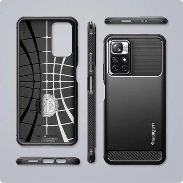 Spigen Redmi Note 11T 5G ile Uyumlu Kılıf Rugged Armor Matte Black - 2