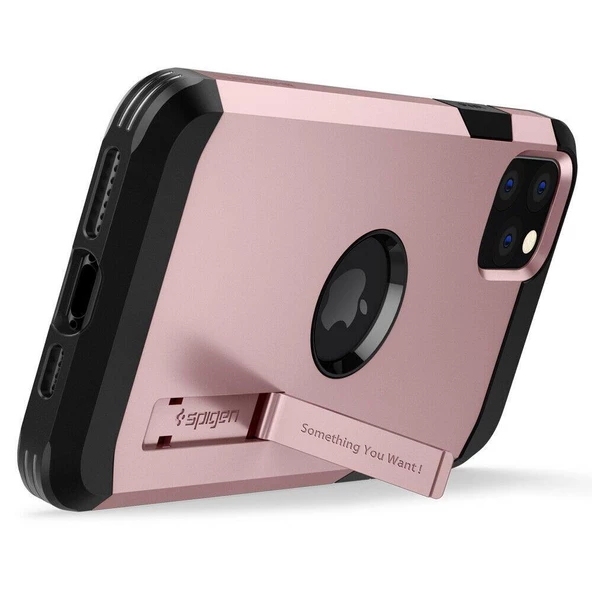 Spigen iPhone 11 Pro Max ile Uyumlu Kılıf Tough Armor XP Rose Gold - Resim 4