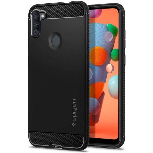 Spigen Galaxy M11 / Galaxy A11 ile Uyumlu Kılıf Rugged Armor Matte Black