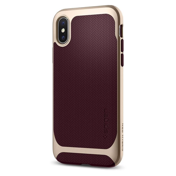 Spigen iPhone X ile Uyumlu Kılıf Neo Hybrid Burgundy - 2