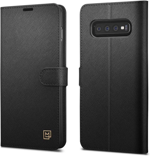 Spigen Galaxy S10 ile Uyumlu Kılıf La Manon Wallet Saffiano Black - 2