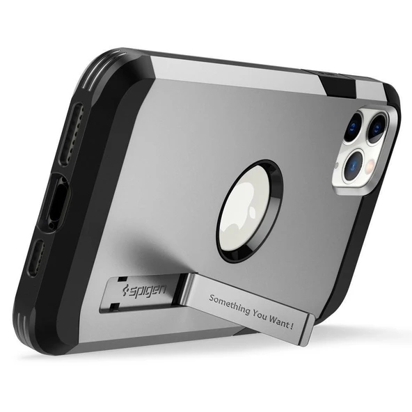 Spigen iPhone 11 Pro ile Uyumlu Kılıf Tough Armor XP Satin Silver - 3