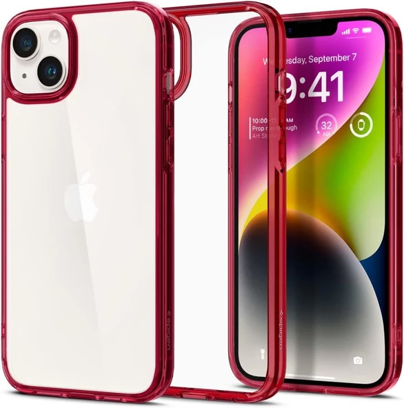 Spigen iPhone 14 Plus ile Uyumlu Kılıf Ultra Hybrid Red Crystal ürün görseli
