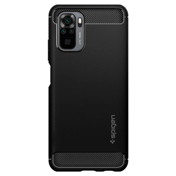 Spigen Redmi Note 10 ile Uyumlu Kılıf Rugged Armor Matte Black - Resim 4
