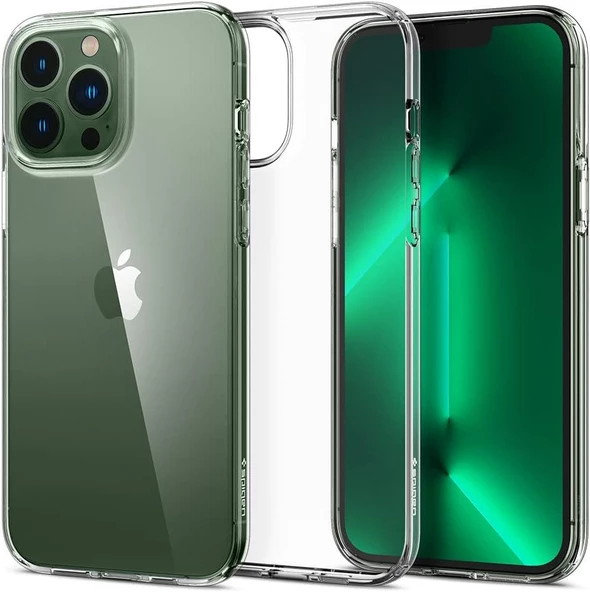 Spigen iPhone 13 Pro ile Uyumlu Kılıf Liquid Crystal 4 Tarafı Tam Koruma Crystal Clear