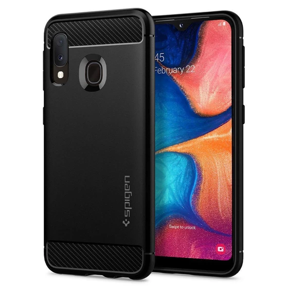 Spigen Galaxy A20e ile Uyumlu Kılıf Rugged Armor Matte Black - 1