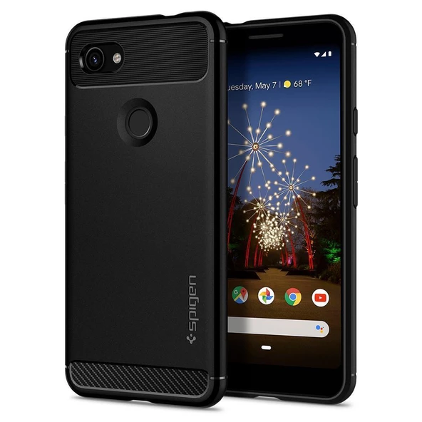 Spigen Pixel 3a XL ile Uyumlu Kılıf Rugged Armor Matte Black - 1