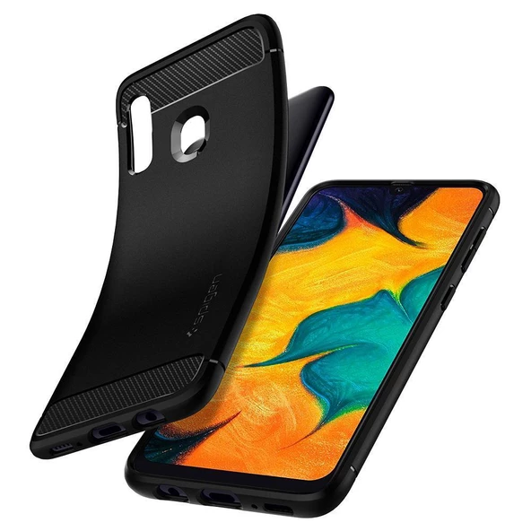 Spigen Galaxy A30 ile Uyumlu Kılıf ,Spigen Rugged Armor Matte Black - 4