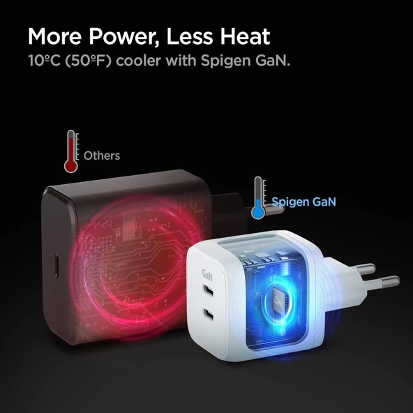 Spigen USB-C Duvar Şarj Cihazı PowerArc ArcStation 45W 2 Port Hızlı Şarj Cihazı PE2105 White