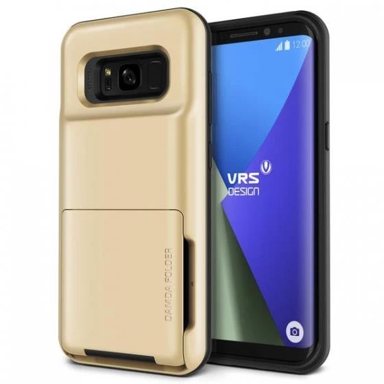 VRS Design Galaxy S8 ile Uyumlu Damda Folder Kılıf Shine Gold