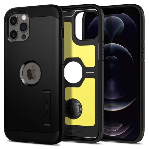 Spigen iPhone 12 Pro Max ile Uyumlu Kılıf Tough Armor Black - 3
