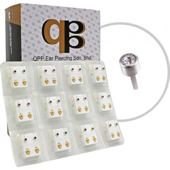 Qpp Kulak Delme Küpesi 12 Çift Beyaza Beyaz Büyük Taş - 2