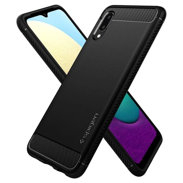 Spigen Galaxy A02 / Galaxy M02 ile Uyumlu Kılıf Rugged Armor Matte Black - 2