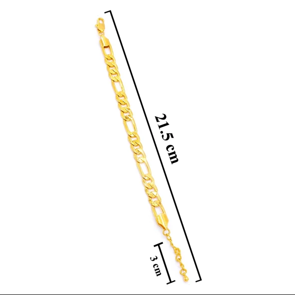 BZ 22 Ayar Altın Kaplama Figaro Unisex Bileklik BLK-180 - 4