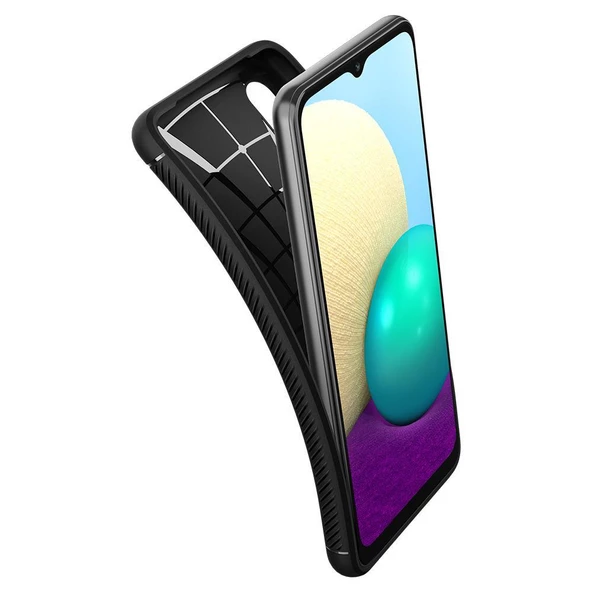Spigen Galaxy A02 / Galaxy M02 ile Uyumlu Kılıf Rugged Armor Matte Black - 3