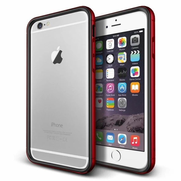 Verus iPhone 6 Plus/6S Plus ile Uyumlu Iron Bumper Kılıf Black Kiss Red - 1