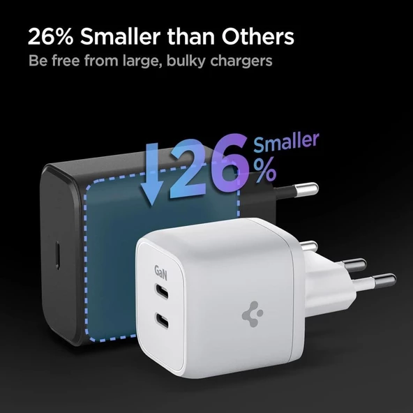 Spigen USB-C Duvar Şarj Cihazı PowerArc ArcStation 45W 2 Port Hızlı Şarj Cihazı PE2105 White - 3