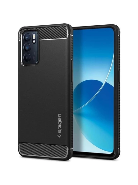 Spigen Oppo Reno6 5G ile Uyumlu Kılıf Rugged Armor Black