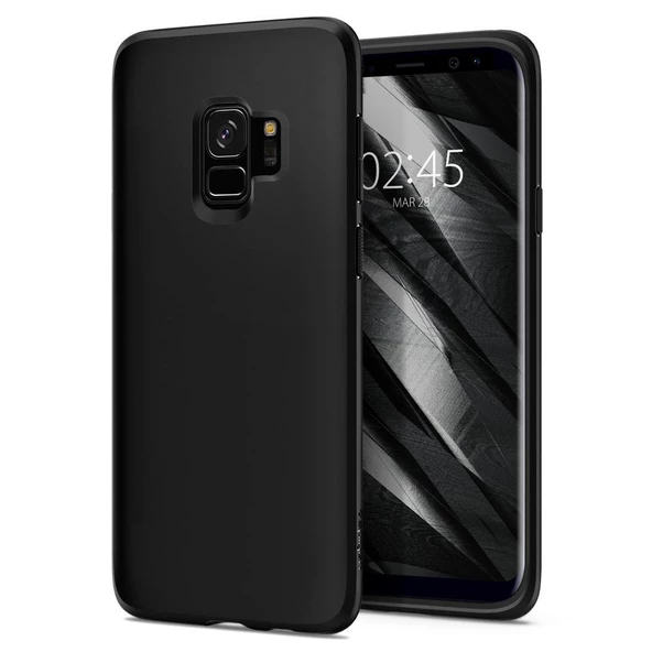 Spigen Galaxy S9 ile Uyumlu Kılıf Liquid Crystal 4 Tarafı Koruma Matte Black - 1