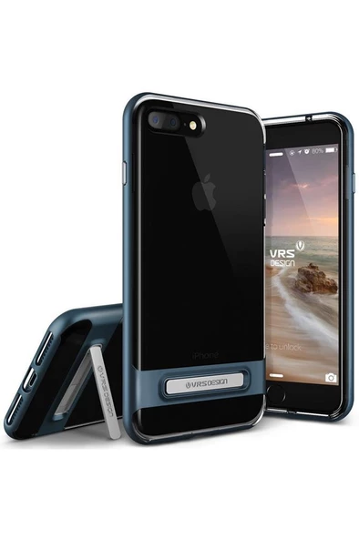 VRS Design iPhone 8 Plus / 7 Plus ile Uyumlu Crystal Bumper Kılıf Steel Blue