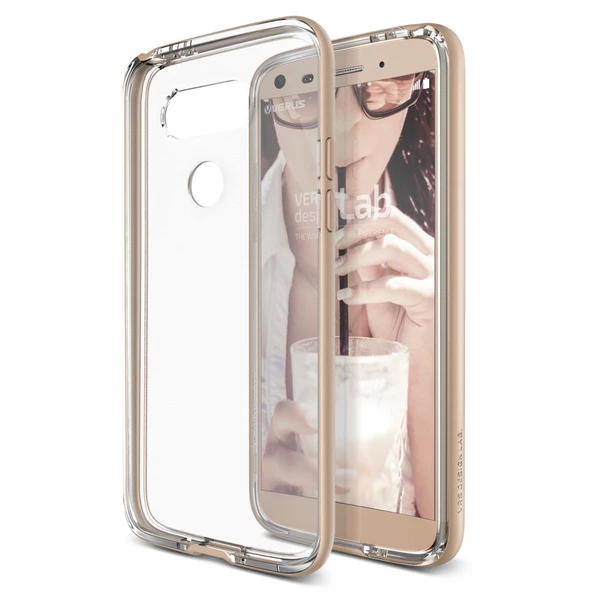 Verus G5 ile Uyumlu Crystal Bumper Kılıf Shine Gold - 1