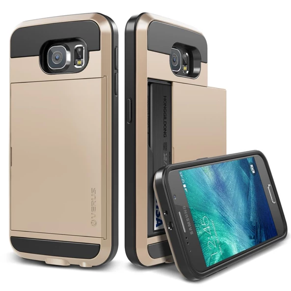 Verus Galaxy S6 ile Uyumlu Case Damda Slide Kılıf Shine Gold