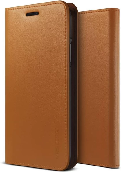 VRS Design İPhone X ile Uyumlu Genuine Leather Kılıf Brown