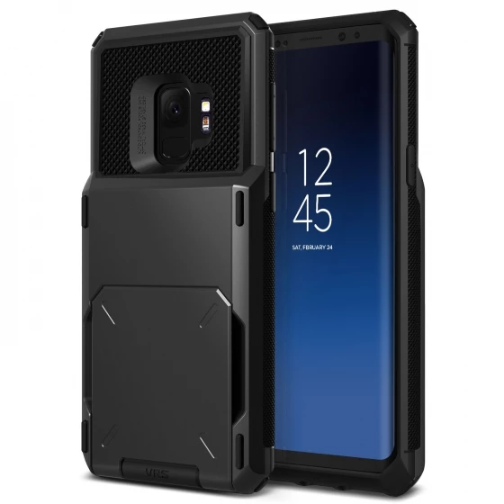 VRS Design Galaxy S9 ile Uyumlu Damda Folder Kılıf Metallic Black