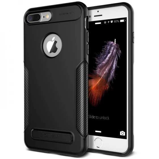 VRS iPhone 7 Plus ile Uyumlu New Carbon Fit Kılıf Black - 1
