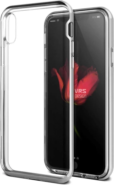 VRS Design iPhone X ile Uyumlu Crystal Bumper Kılıf Satin Silver