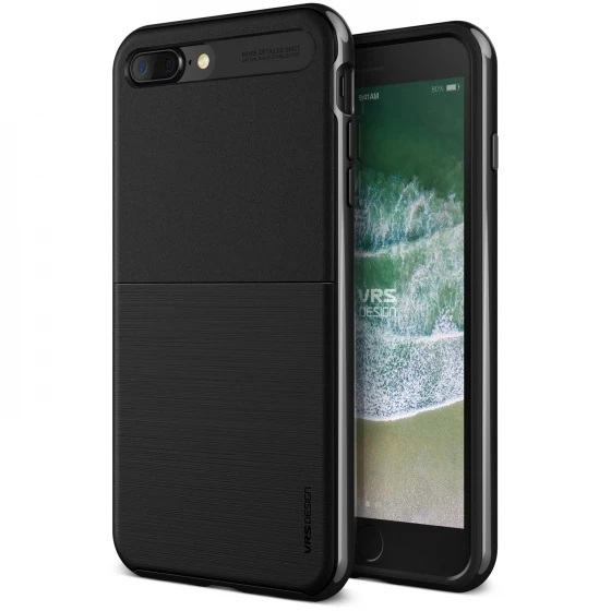 VRS iPhone 8 Plus / 7 Plus ile Uyumlu New High Pro Shield Kılıf Metal Black