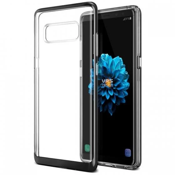 VRS Galaxy Note 8 ile Uyumlu Crystal Bumper Kılıf Metallic Black - 1
