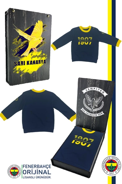 Fenerbahçe Orijinal Lisanslı Uzun Kol Lacivert Bebek 1907 Sweat Hediyelik Ahşap Kutulu - 7