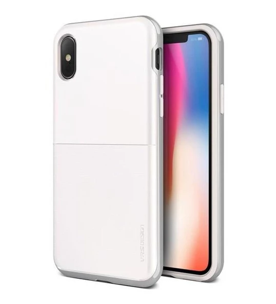 VRS iPhone X ile Uyumlu High Pro Shield Kılıf White with Silver