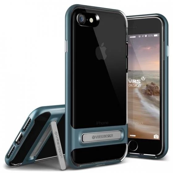 VRS Design iPhone 8/7 ile Uyumlu Crystal Bumper Kılıf Steel Blue