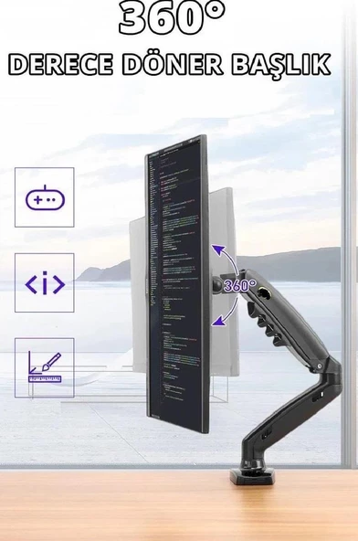Tayfun 21.5''inç  Lcd Led Monitör Masa Üstü  Full Hareketli Askı Aparatı - Resim 4