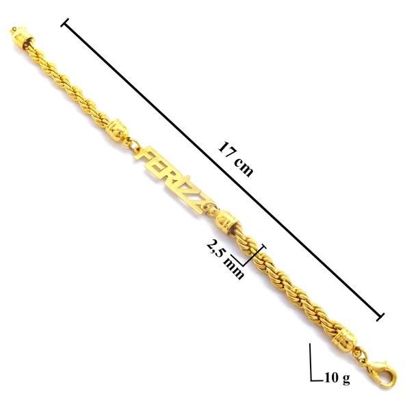 BZ Altın Kaplama İsim Yazılan Bileklik BLK-886 - 5