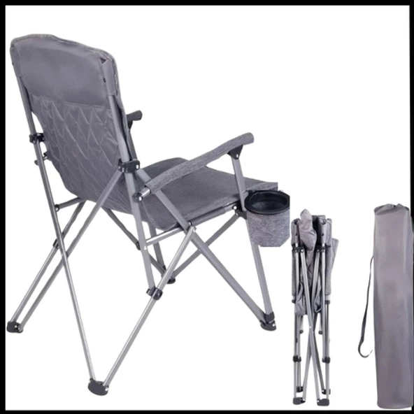 Uyguna-Yakala Gri Katlanabilir Kamp Sandalyesi-2170 ürün görseli 1