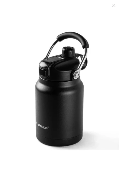 Tantitoni Çift Katmanlı Tutacaklı Paslanmaz Çelik Termos Şişe 1.1lt Siyah ürün görseli