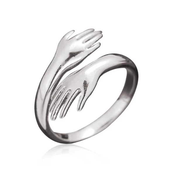 ​925 Ayar Gümüş Sarılan Eller Yüzük ürün görseli