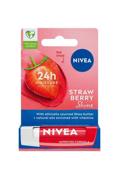 Nivea Lip Dudak Bakım Kremi & Parlatıcı Nemlendirici Çilek Kokusu Hafif  Işıltılı  4.8gr